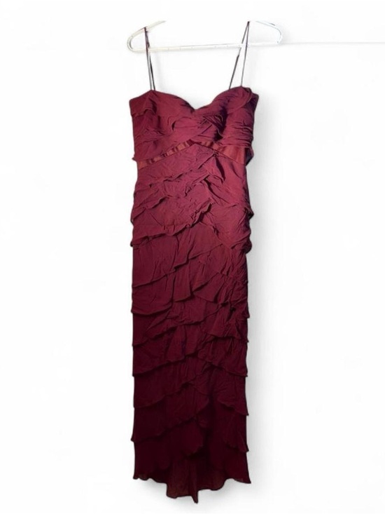 Tadashi Shoji Dresses & Skirts - Tadashi Shoji Burgundy Ruffled Maxi Dress with Spaghetti Straps